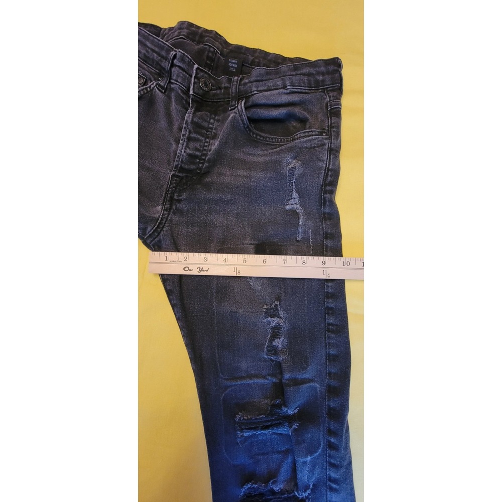 H&M Men's Black Skinny Jeans 32" Distressed Ripped Denim Streetwear Grunge Strch - Picture 16 of 16
